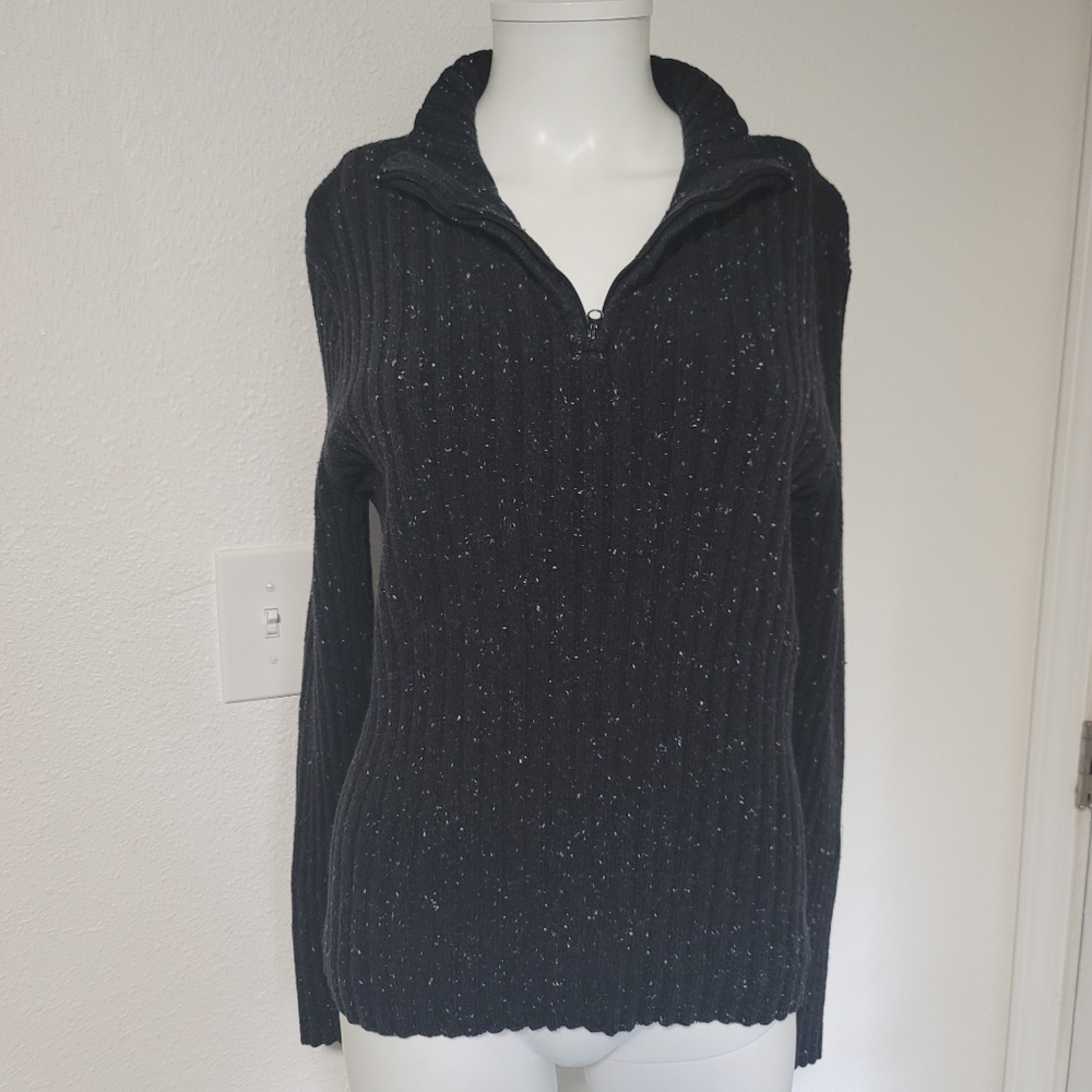 Pria L speckled 1/2 zip womens sweater top blouse